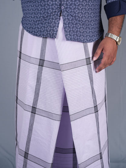 2.20 Mtrs 303 Supreme White Check  Lungie Model 6
