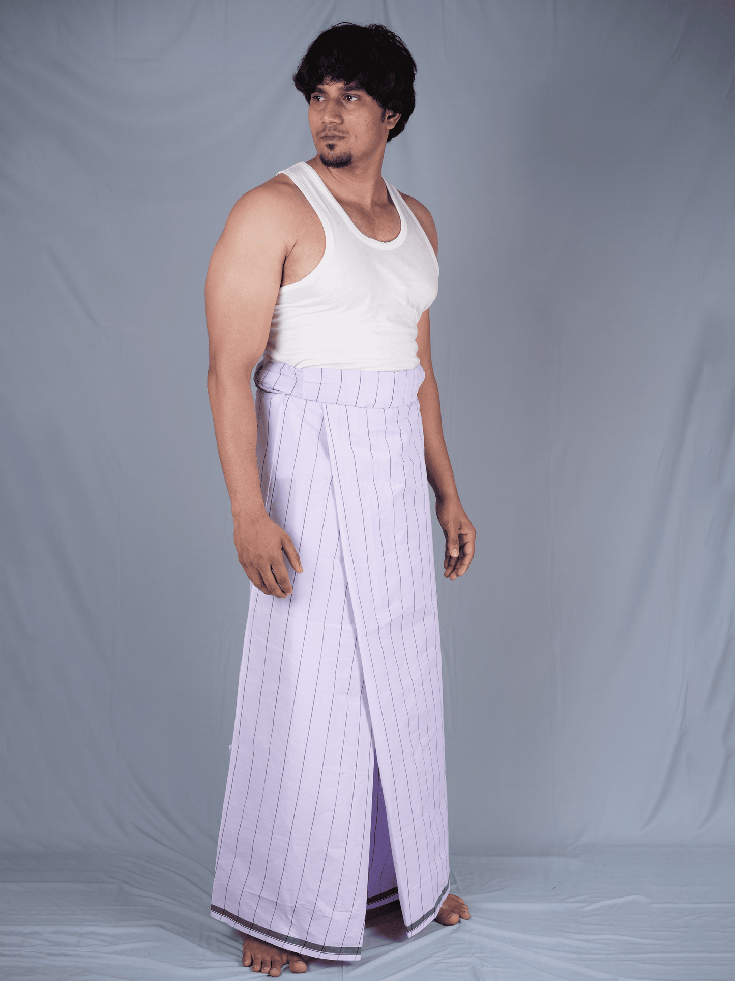 2.20 Mtrs 303 Supreme White Check  Lungie Model 10