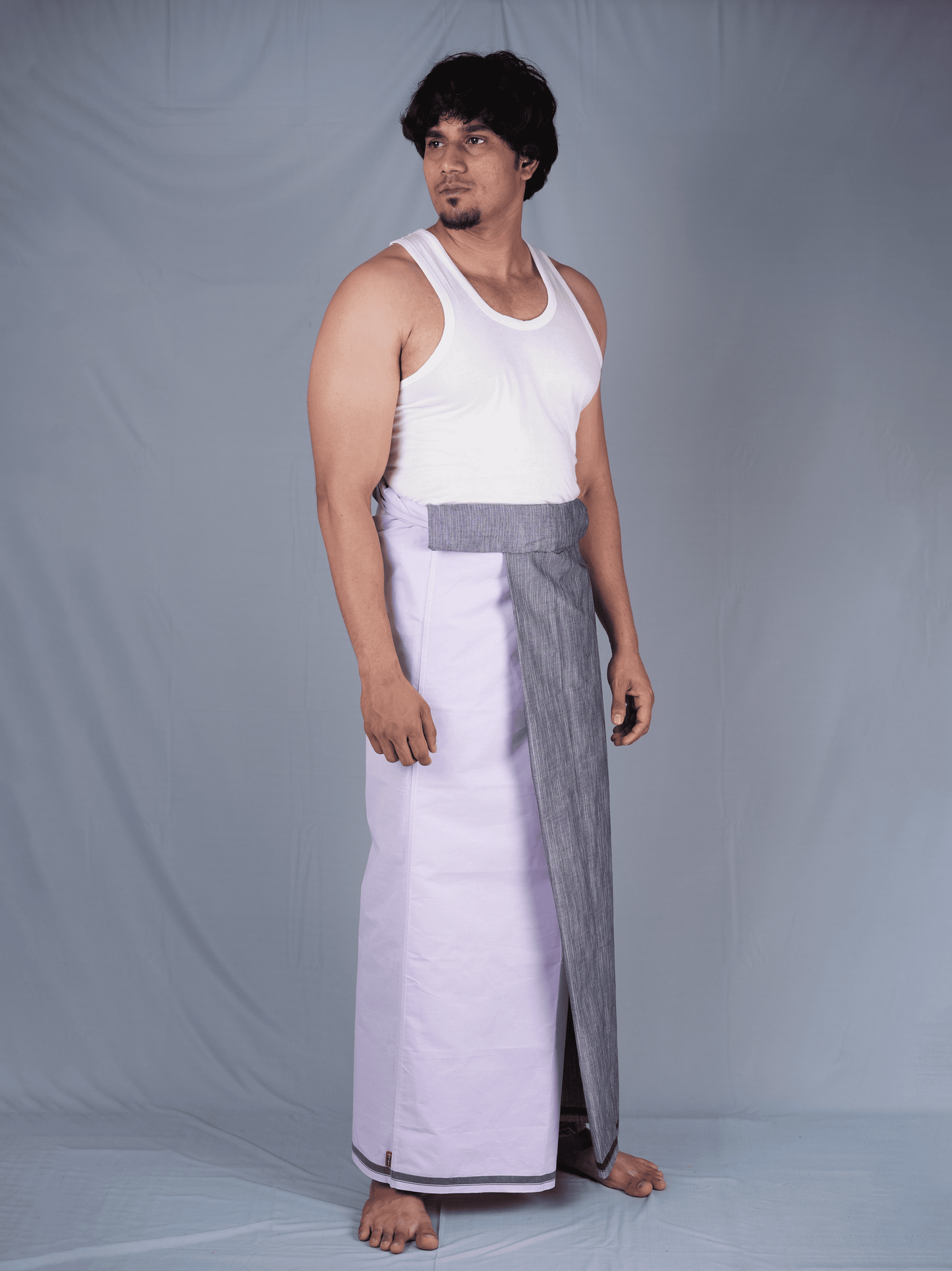 2.20 Mtrs 303 Supreme White Check  Lungie Model 4