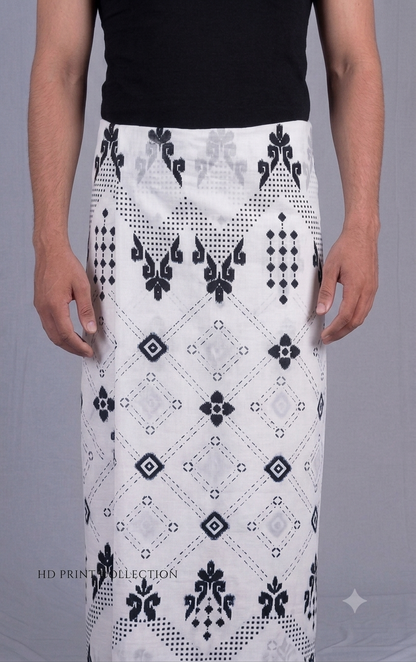 2.20 Mtrs 303 Supreme Jacquard White Design Lungie Model 1