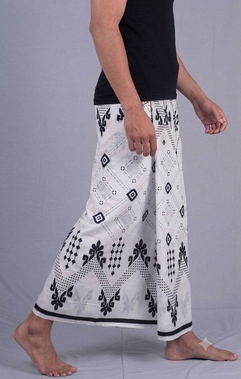 2.20 Mtrs 303 Supreme Jacquard White Design Lungie Model 1